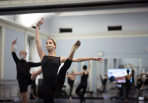 Students in the MMC Dance Company rehearsing on Main Campus in January.
