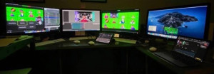 Video Enginer Matthew Straub ’19 set up multiple computers to control Zoom, Isadora, and other ...