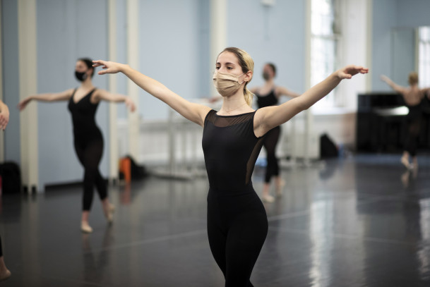 Masks and social distancing are key in safely continuing dance education.